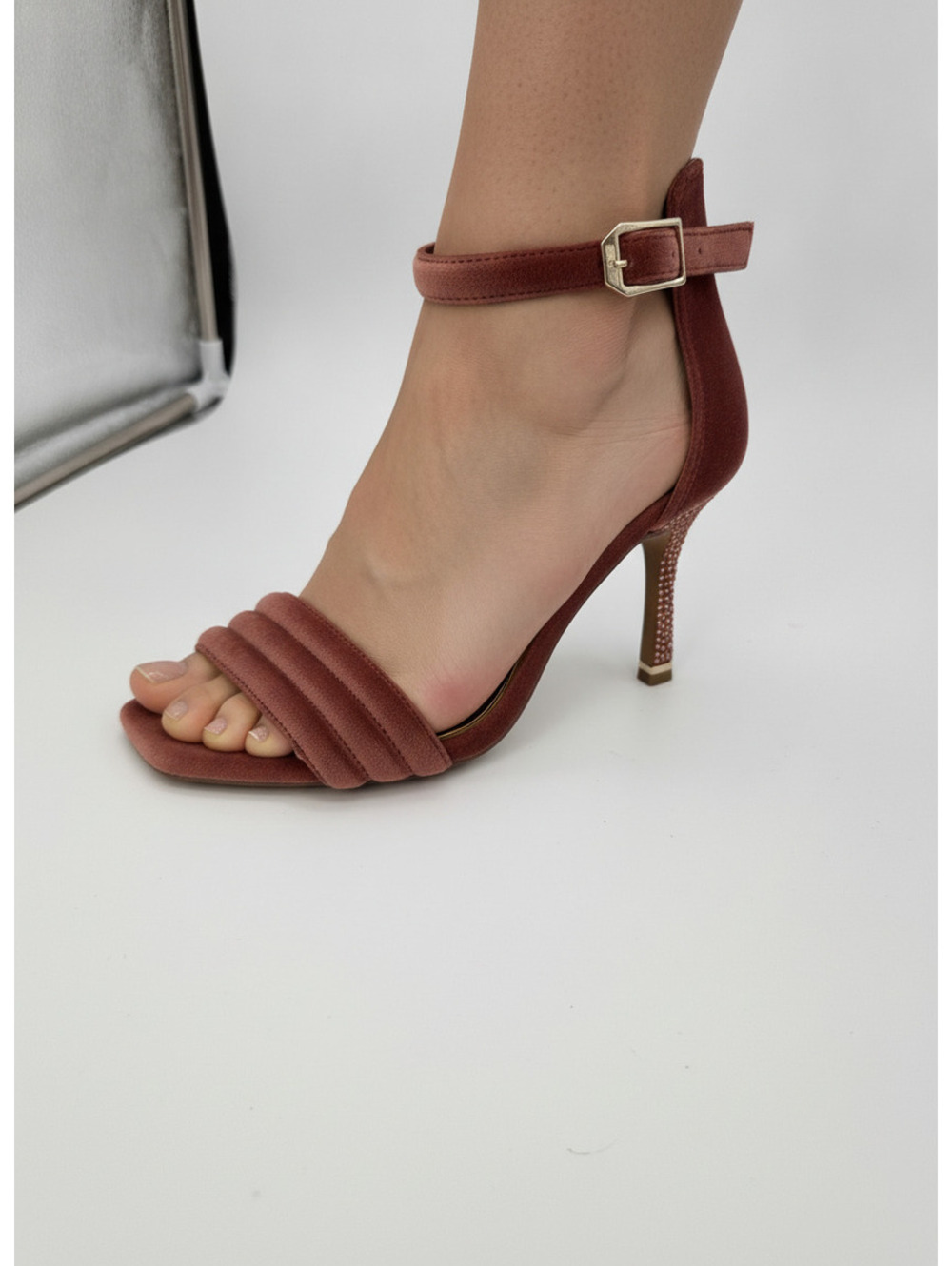 Kenneth Cole Blush Pink Hart Sandal with Ankle Strap and Emb